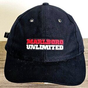 Marlboro Unlimited Black  FALCON Hat Cap Adjustable Philip Morris Baseball Logo